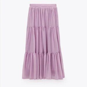 Zara Lilac Tulle Midi Skirt TRF Size S NEW WITHOUT TAG!